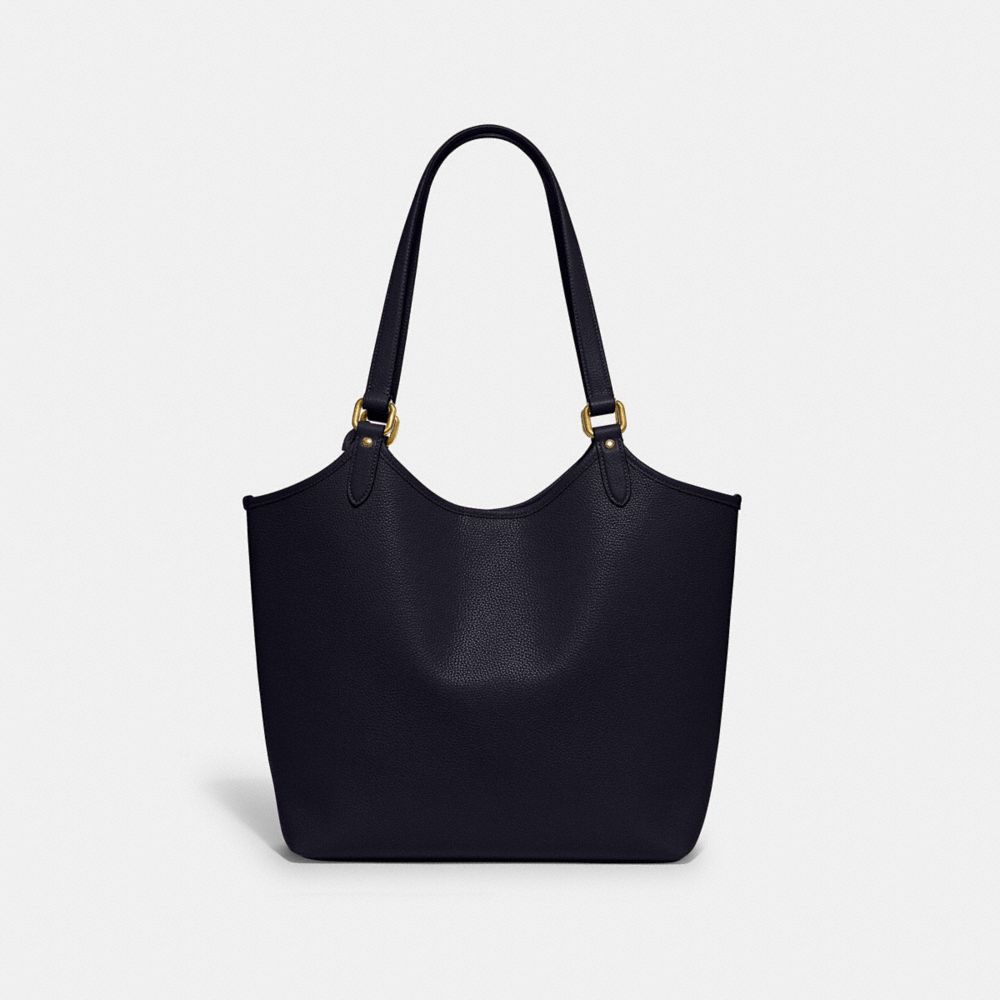 COACH®,DAY TOTE BAG,Pebbled Leather,Large,Brass/Midnight Navy,Back View