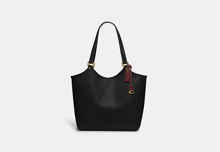 COACH®,DAY TOTE,Pebbled Leather,Large,Brass/Black,Front View