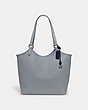 COACH®,DAY TOTE BAG,Pebbled Leather,Large,Silver/Grey Blue,Front View