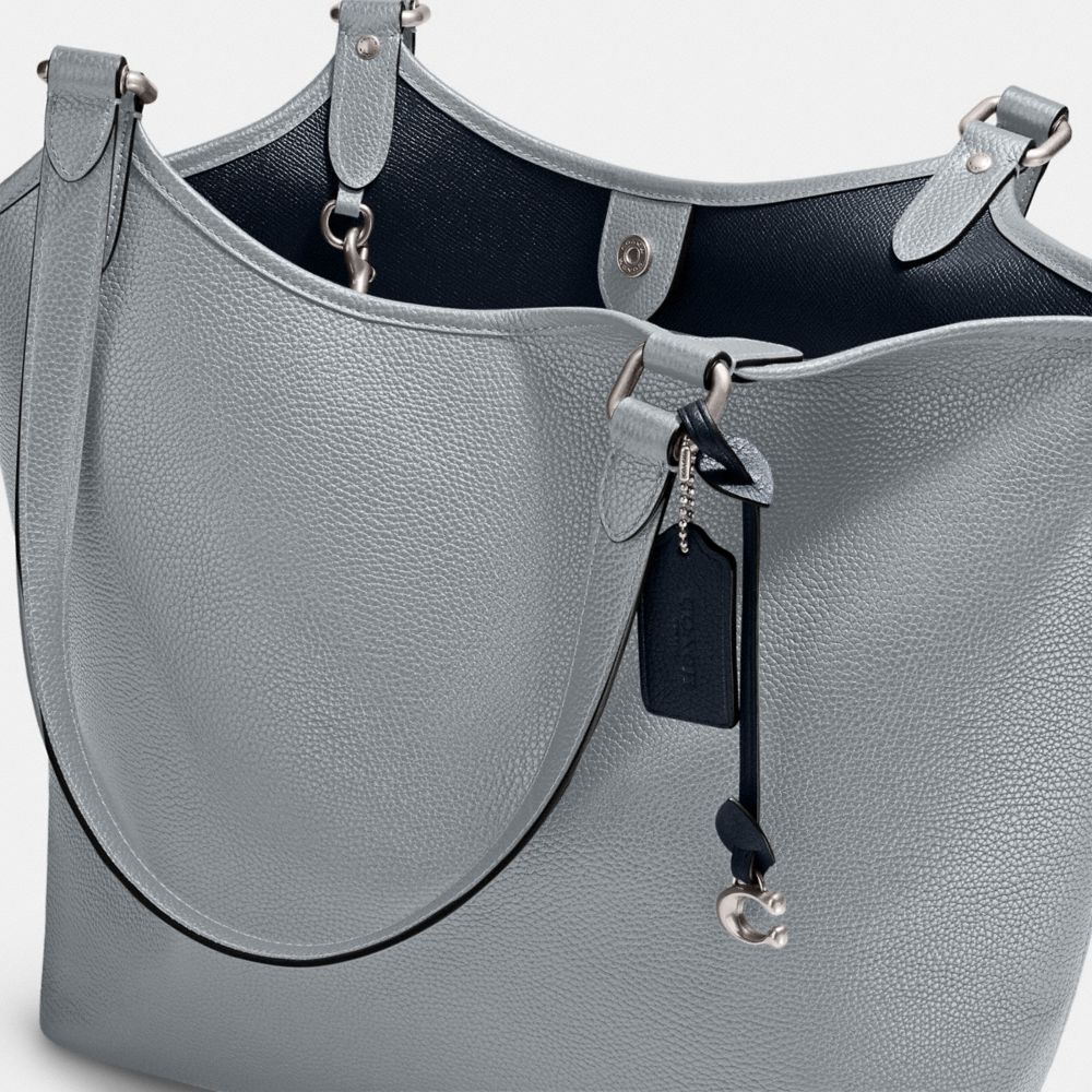 Grey leather best sale coach purse