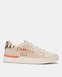 COACH®,COACH X JEAN-MICHEL BASQUIAT CLIP LOW TOP SNEAKER,Leather,Ivory/ Snake,Angle View
