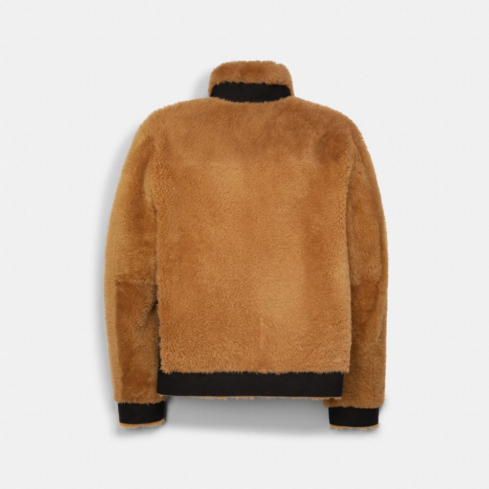 COACH®,SHEARLING JACKET,Camel,Back View