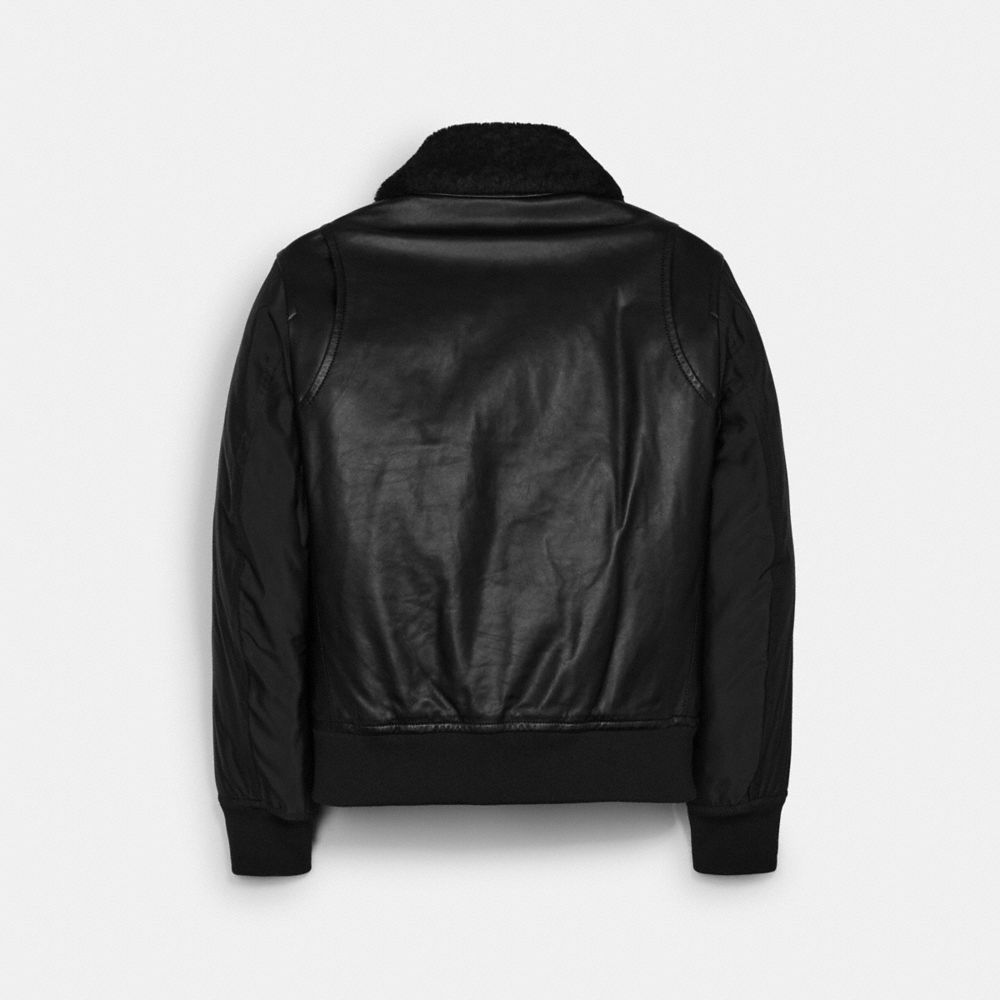 Signature Leather Jacket With Shearling Collar