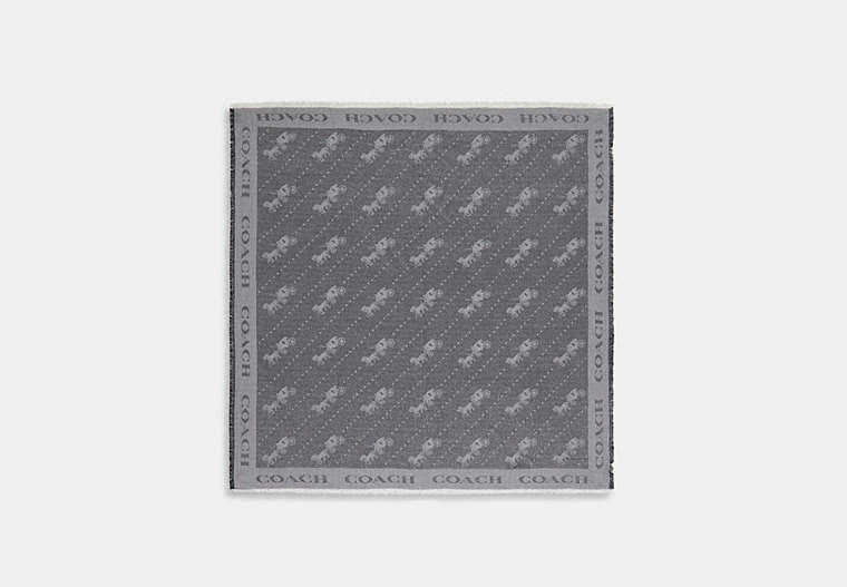 COACH®,HORSE AND CARRIAGE PRINT JACQUARD OVERSIZED SQUARE SCARF,n/a,Granite,Front View