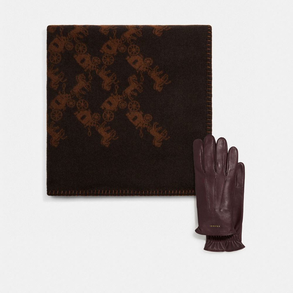 COACH®,Horse And Carriage Print Blanket Scarf & Tech Napa Gloves,
