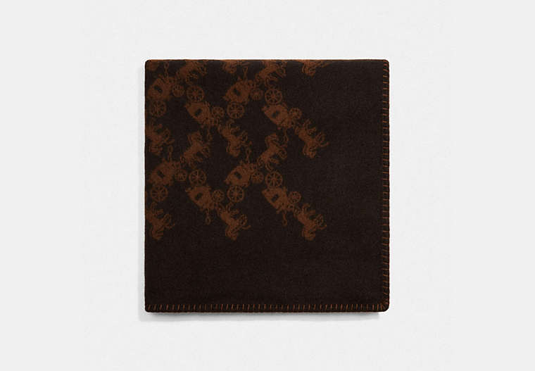 COACH®,HORSE AND CARRIAGE PRINT BLANKET SCARF,wool,Chestnut,Front View