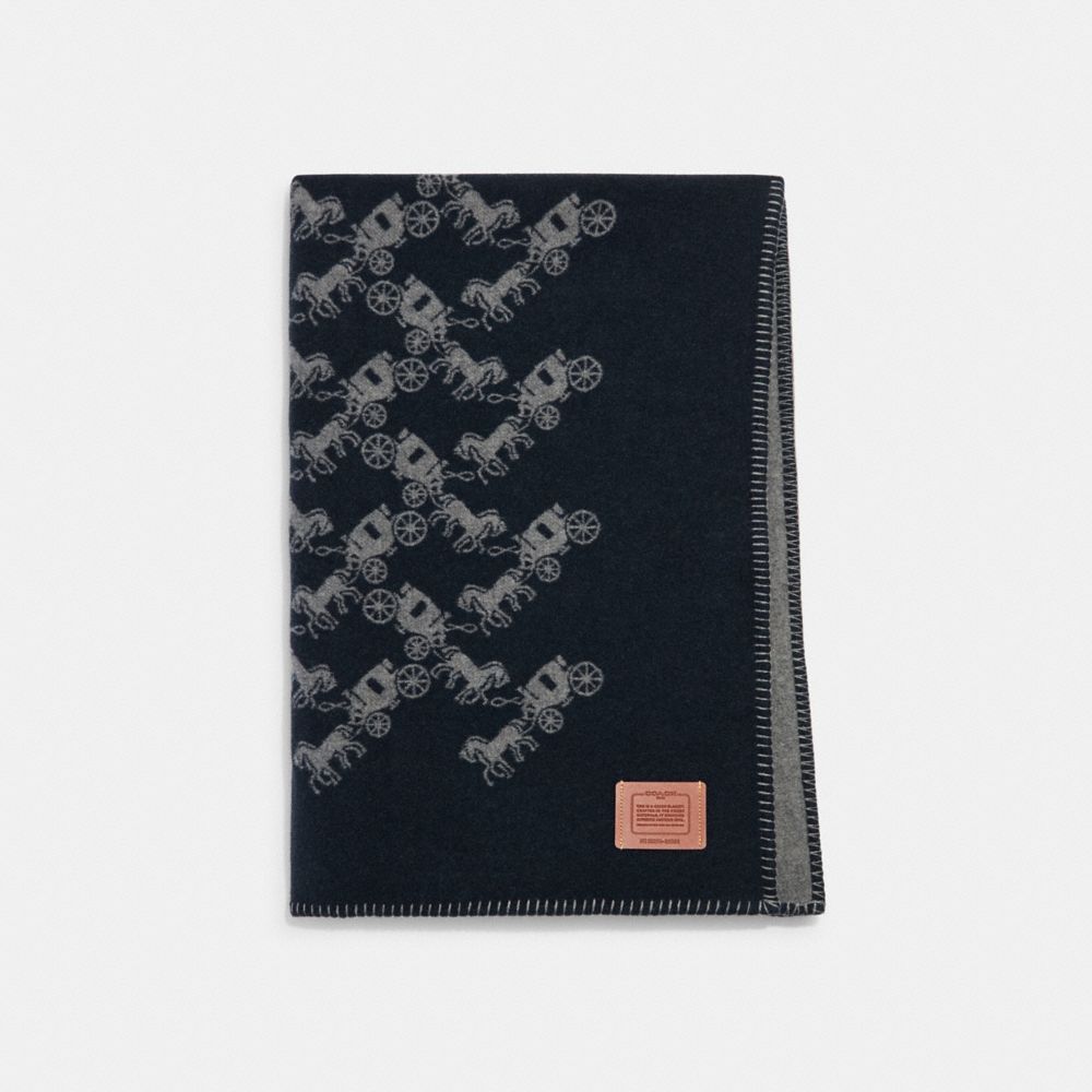 COACH®,Horse And Carriage Print Blanket Scarf,,Front View