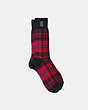 COACH®,PLAID SOCKS,n/a,Red.,Front View