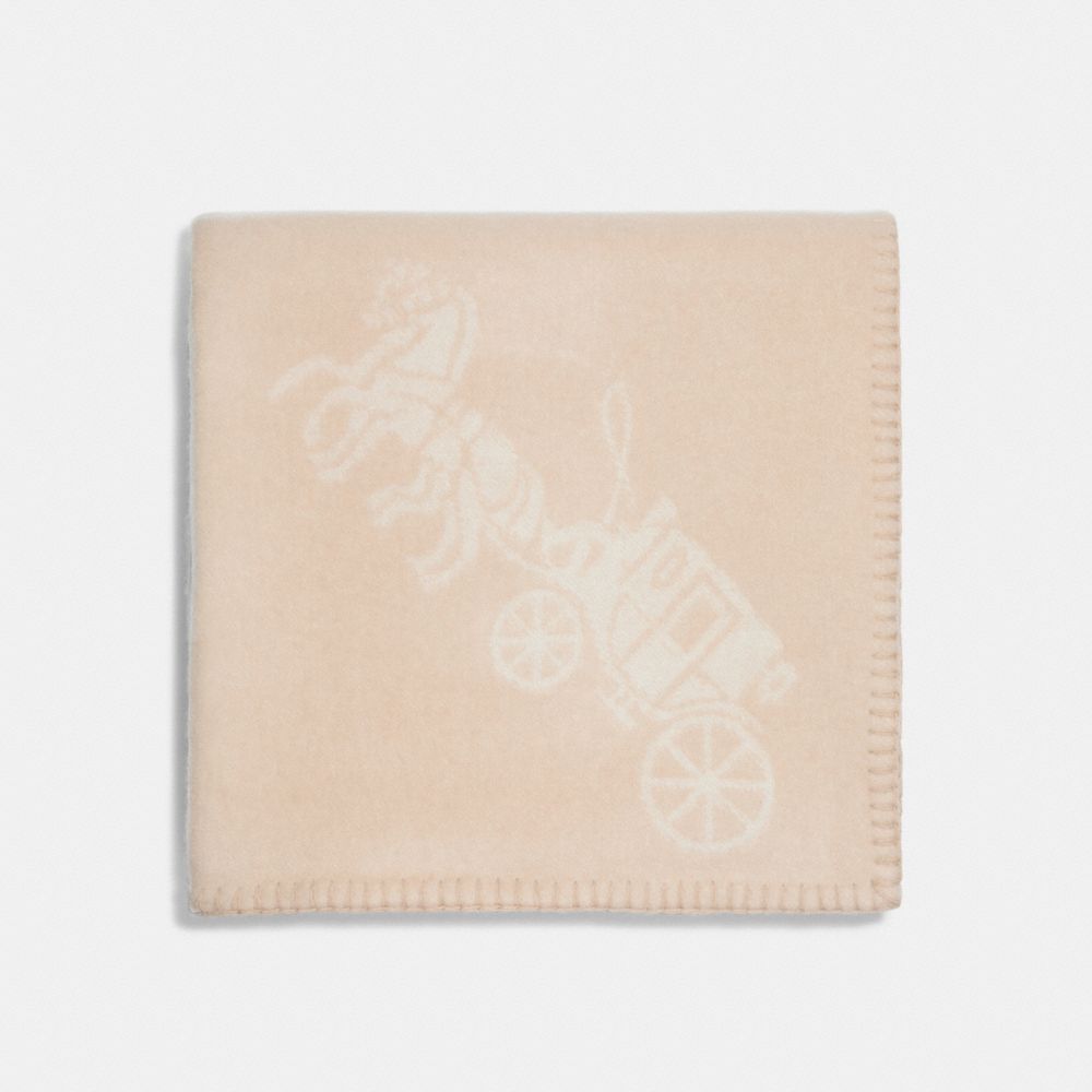 COACH®,HORSE AND CARRIAGE PRINT BLANKET,Ivory/Chalk,Front View