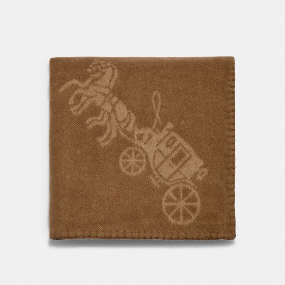 COACH®,HORSE AND CARRIAGE PRINT BLANKET,KHAKI,Front View