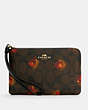 COACH®,CORNER ZIP WRISTLET IN SIGNATURE CANVAS WITH POP FLORAL PRINT,Mini,Gold/Brown Black Multi,Front View