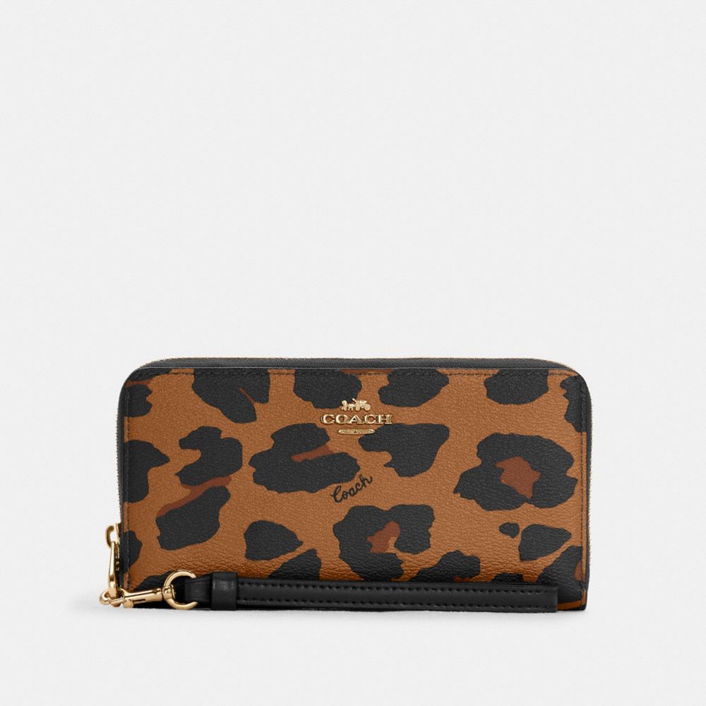 COACH Long Zip Around Wallet With Leopard Print