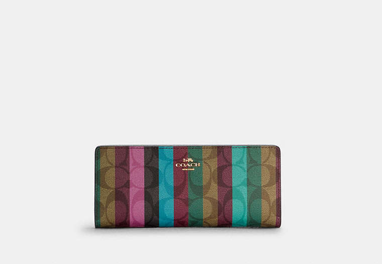 Slim Wallet In Signature Canvas With Stripe Print