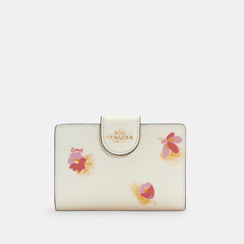 Coach wallet white deals with flowers