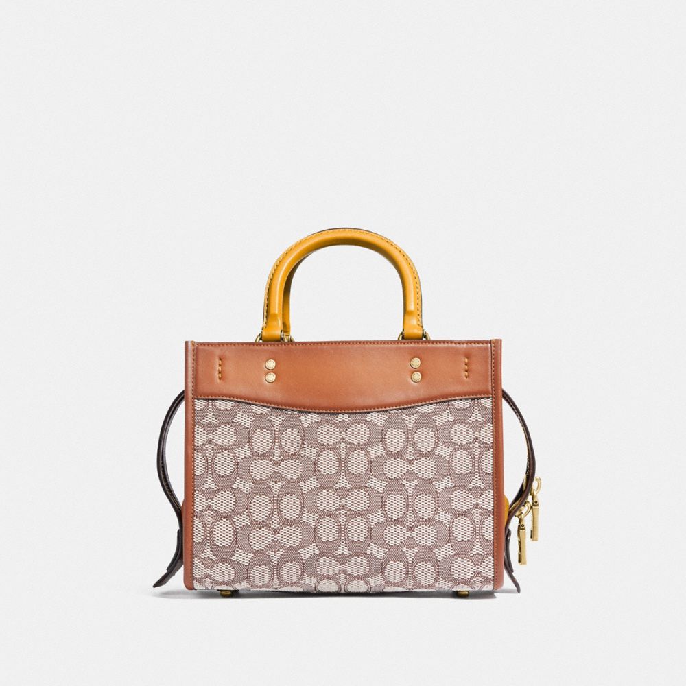 COACH®,ROGUE BAG 25 IN SIGNATURE TEXTILE JACQUARD,Medium,Brass/Cocoa Burnished Amb,Back View