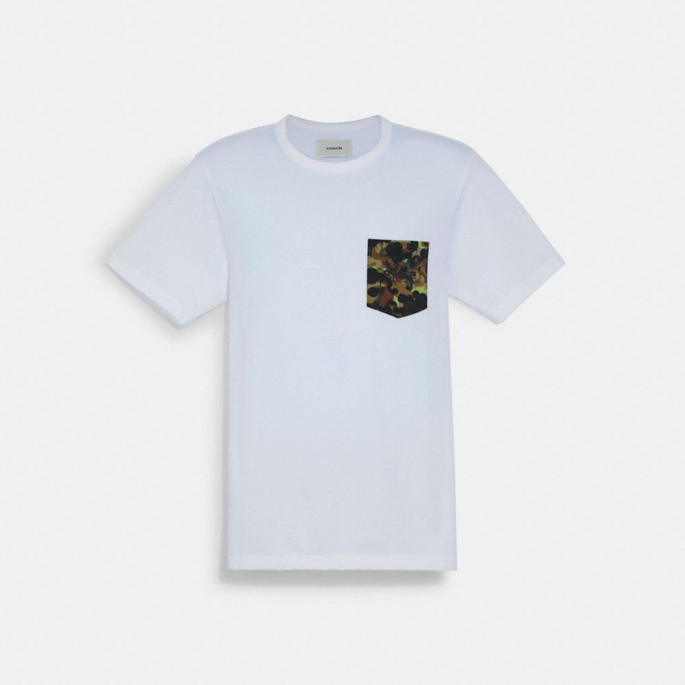 COACH®: Solid Camo Print Pocket T Shirt In Organic Cotton