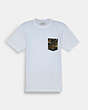 COACH®,SOLID CAMO PRINT POCKET T-SHIRT IN ORGANIC COTTON,cotton,White,Front View