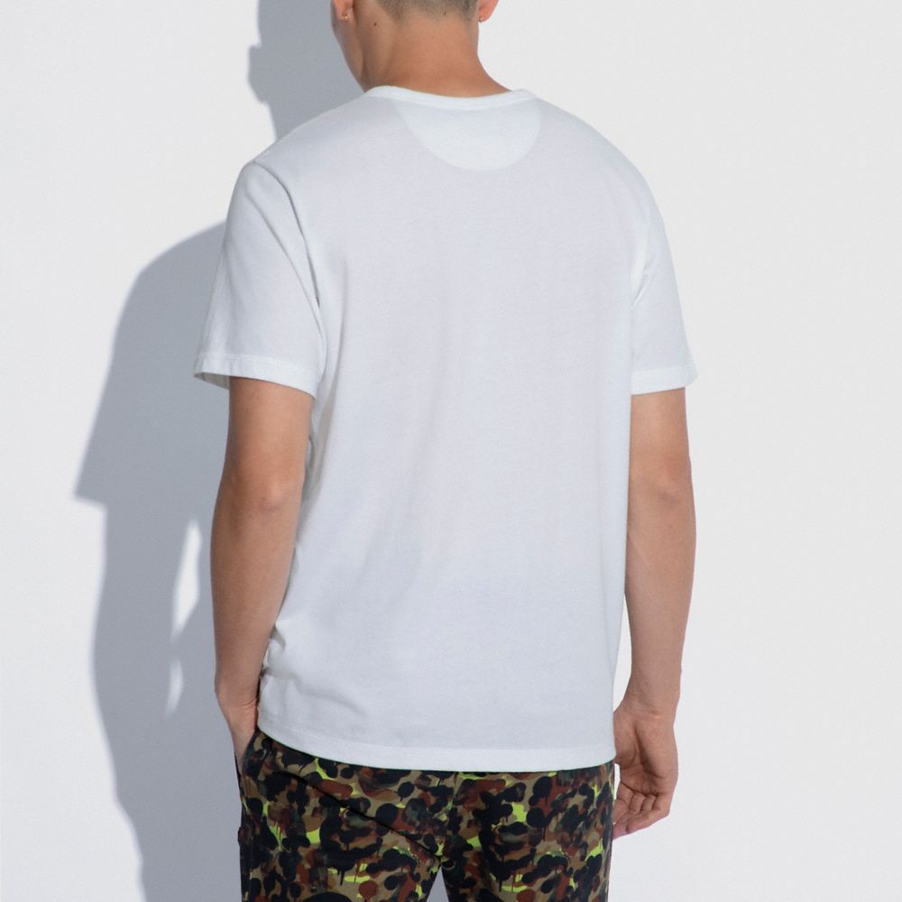 COACH®,SOLID CAMO PRINT POCKET T-SHIRT IN ORGANIC COTTON,cotton,White,Scale View