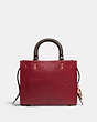 COACH®,ROGUE 25 IN COLORBLOCK,Pebble Leather/Smooth Leather,Medium,Brass/Brick Red Multi,Back View