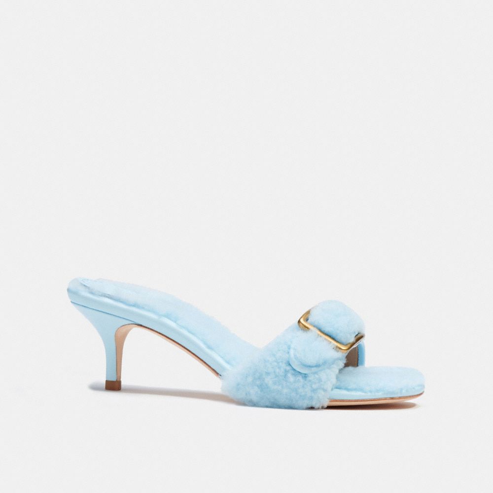 COACH®,Shearling Buckle Mule,,Angle View