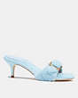 COACH®,SHEARLING BUCKLE MULE,Shearling/Smooth Leather,Baby Blue,Angle View
