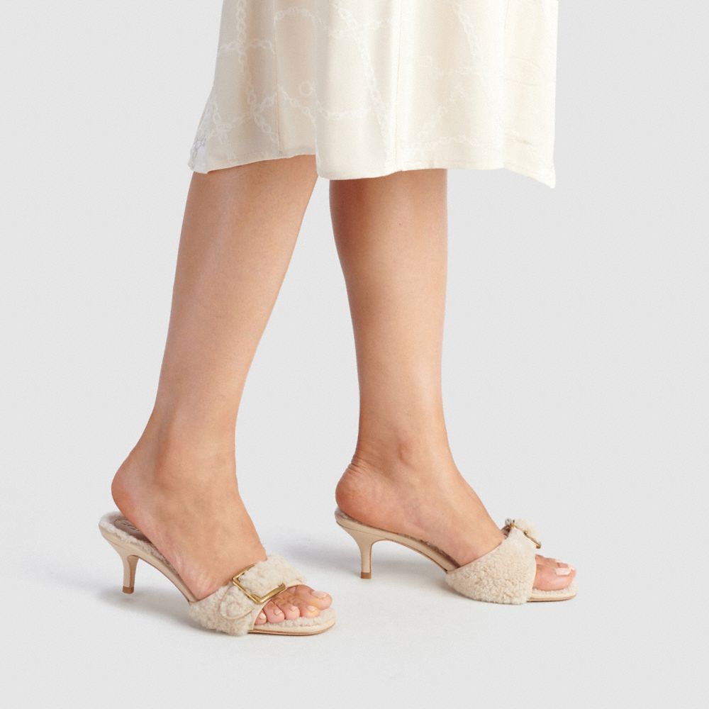 COACH®,Shearling Buckle Mule,,Detail View