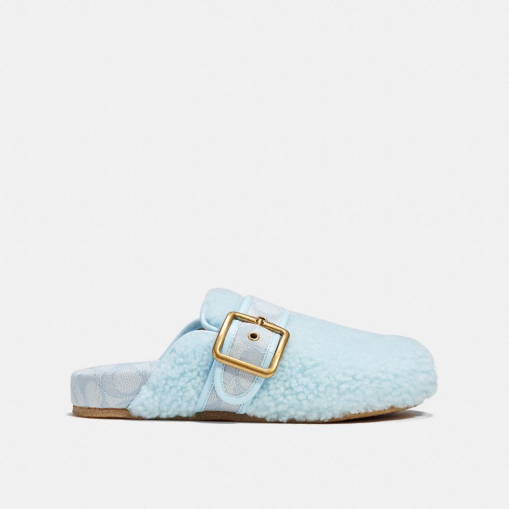 COACH®,Shearling Clog,,Angle View