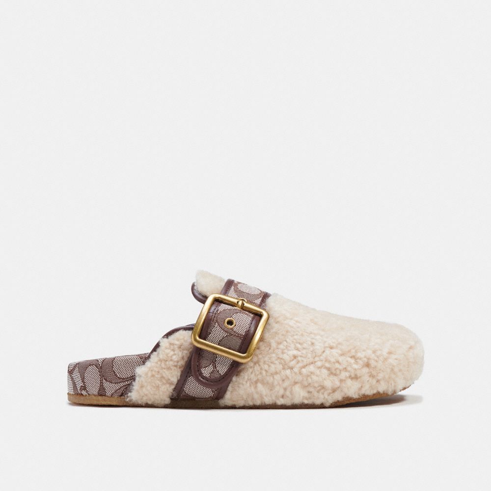 COACH®,Shearling Clog,,Angle View