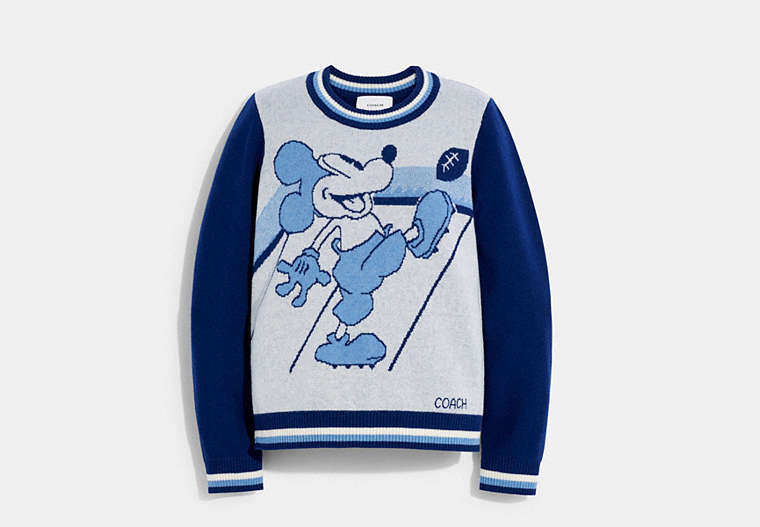 COACH®,DISNEY X COACH MICKEY MOUSE JACQUARD SWEATER,wool,BLUE/NAVY,Front View