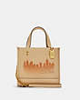 COACH®,COACH X JENNIFER LOPEZ DEMPSEY TOTE 22 WITH NYC SKYLINE,Leather,Medium,Gold/Cream,Front View