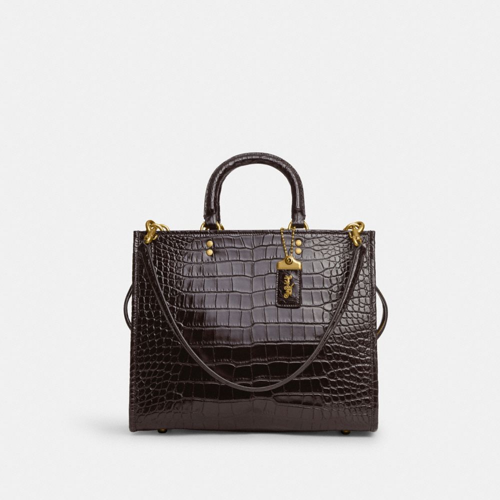 COACH®,ROGUE BAG IN ALLIGATOR,Large,Brass/Oxblood,Front View