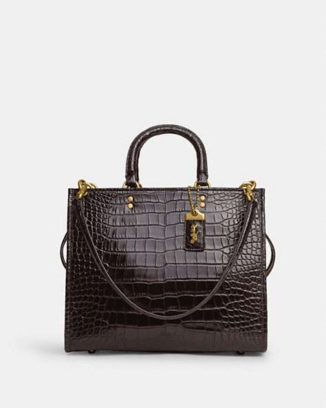 COACH®,ROGUE BAG IN ALLIGATOR,Large,Brass/Oxblood,Front View