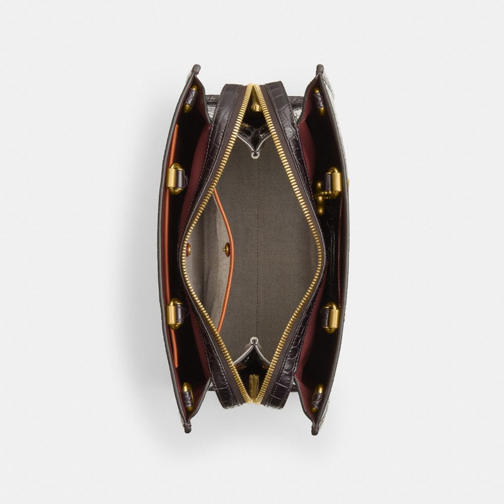 Coach Rogue Bag In Alligator In Brass/oxblood
