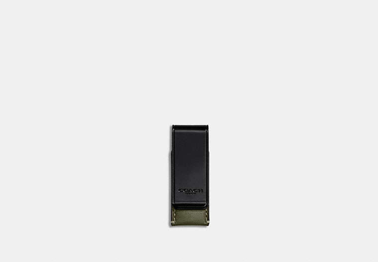COACH®,MONEY CLIP,Sport calf leather,Mini,Army Green,Front View