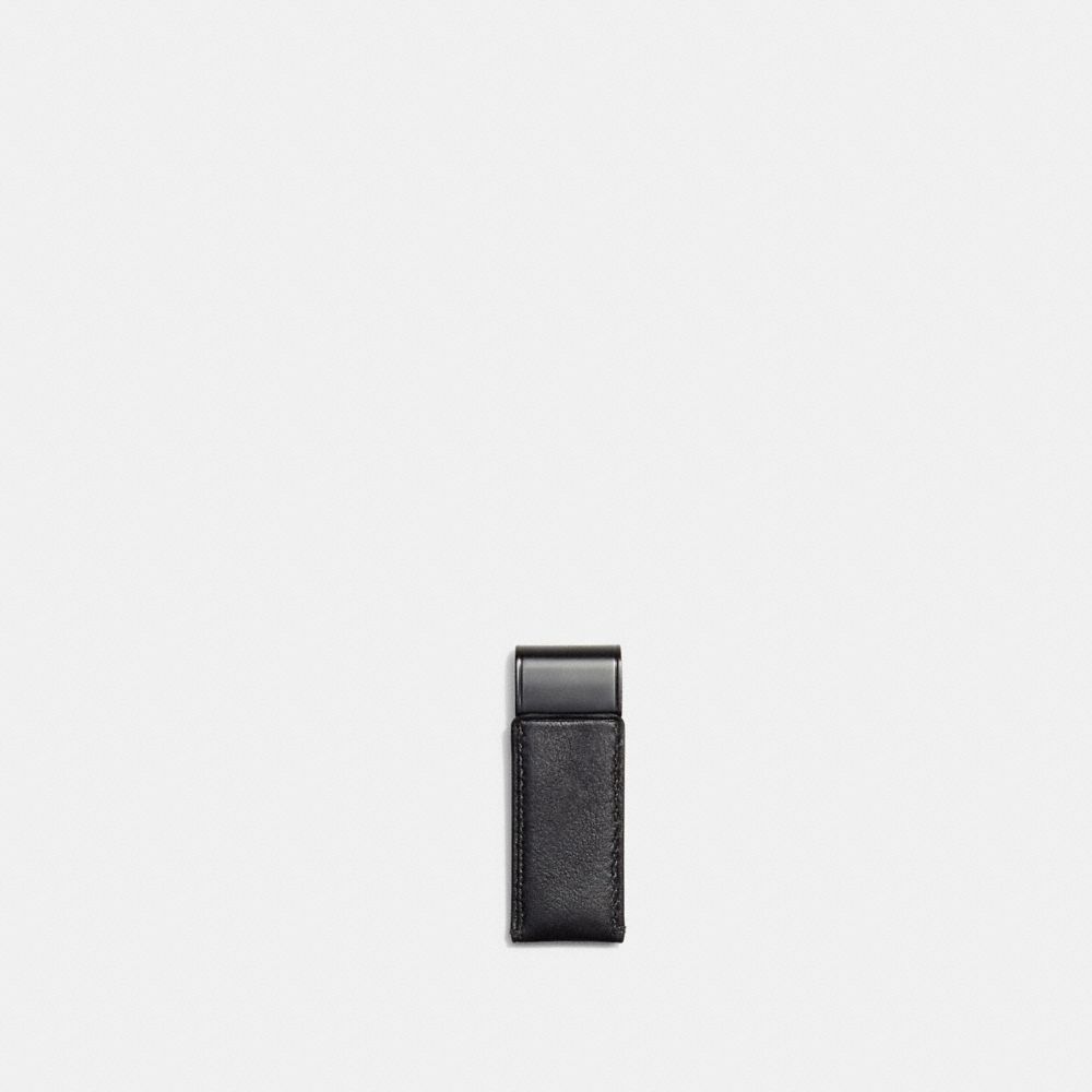 COACH®,MONEY CLIP,Sport calf leather,Mini,Black,Back View