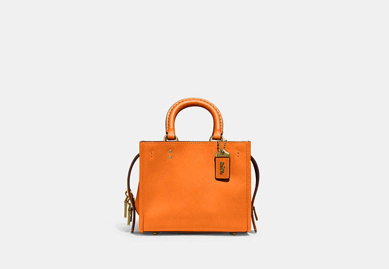 COACH®,ROGUE 17 IN ORIGINAL NATURAL LEATHER,Original Natural Leather,Medium,Brass/Carrot,Front View
