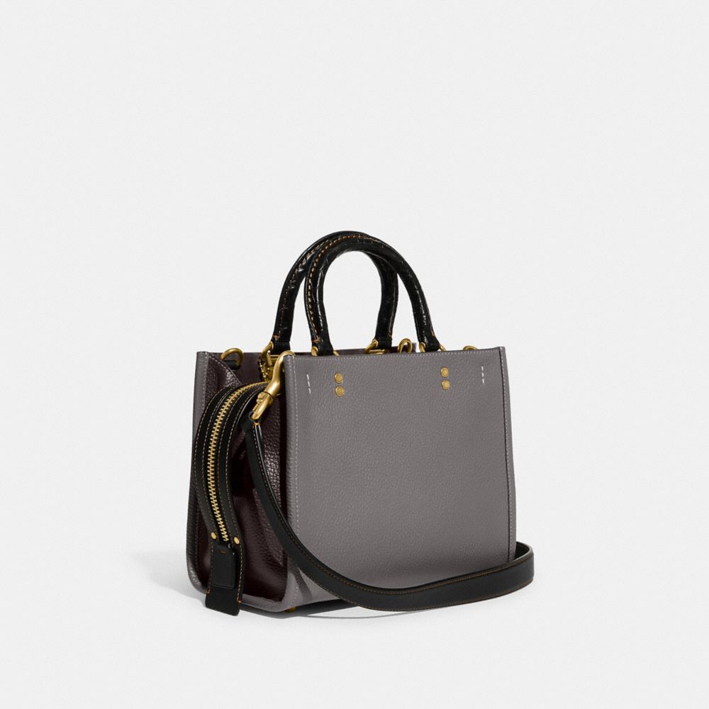 COACH®,ローグ 25 カラーブロック ウィズ クロコダイル ディテール,ショルダーバッグ,ﾌﾞﾗｽ/ﾍｻﾞｰ ｸﾞﾚｰ ﾏﾙﾁ