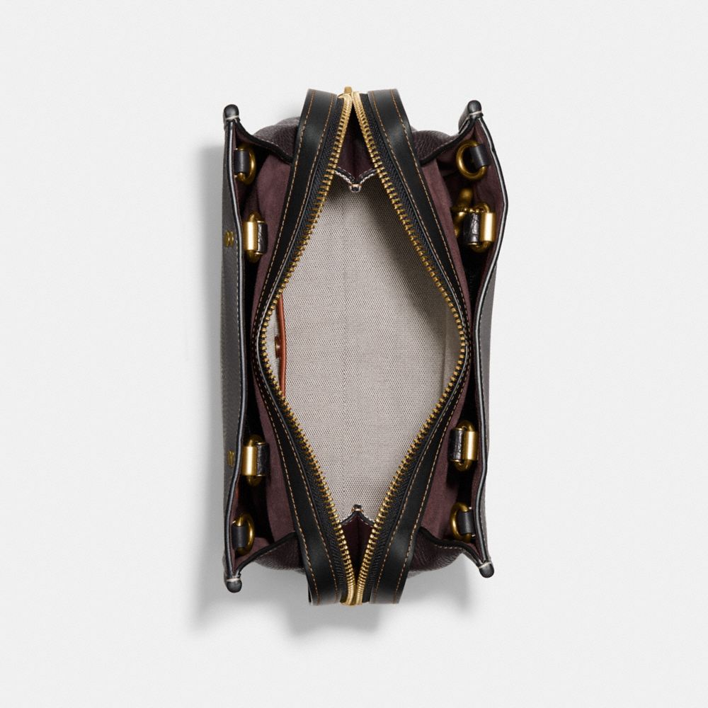 COACH®,ローグ 25 カラーブロック ウィズ クロコダイル ディテール,ショルダーバッグ,ﾌﾞﾗｽ/ﾍｻﾞｰ ｸﾞﾚｰ ﾏﾙﾁ