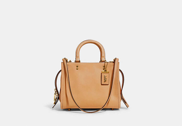 COACH®,ROGUE BAG 25 IN ORIGINAL NATURAL LEATHER,Original Natural Leather,Medium,Brass/Turmeric Root,Front View