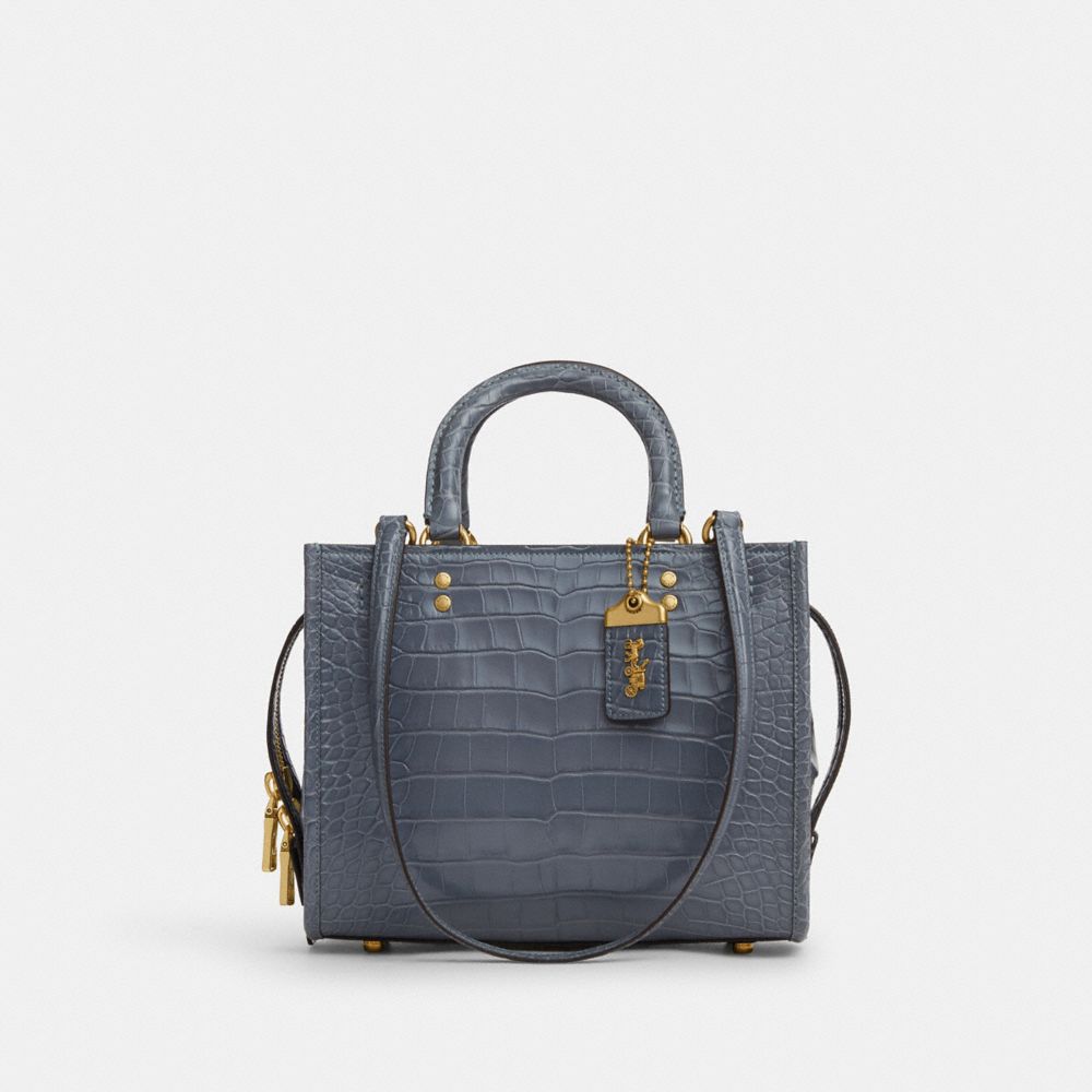 COACH®,ROGUE BAG 25 IN ALLIGATOR,Medium,Brass/Gris,Front View