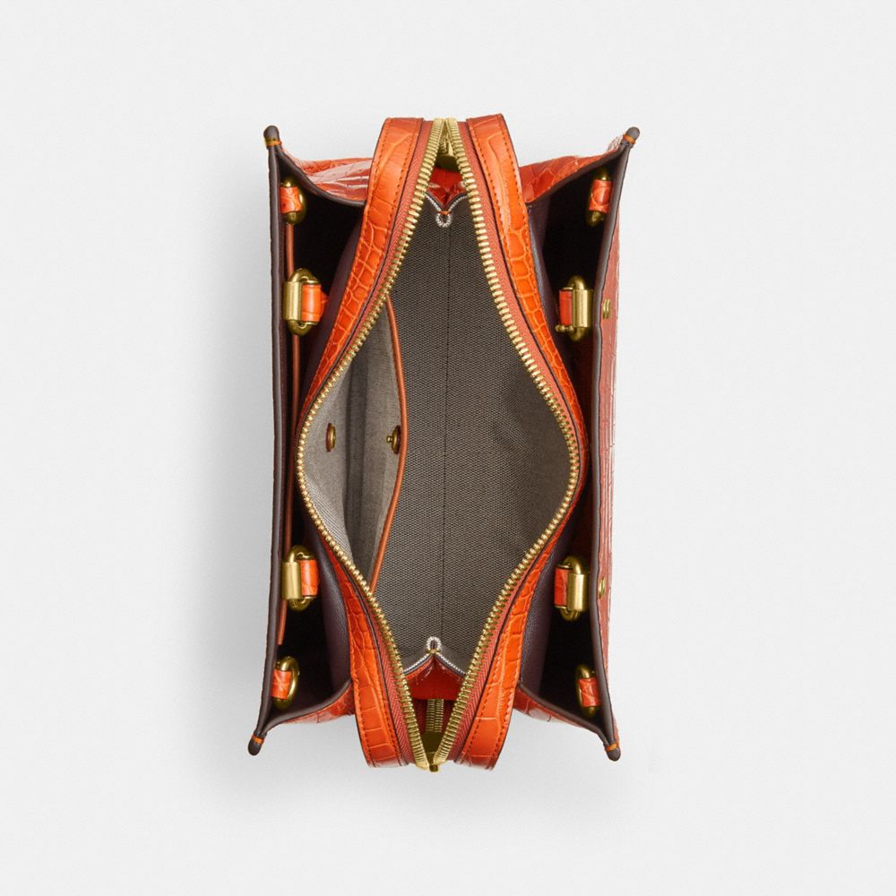 COACH®,ROGUE BAG 25 IN ALLIGATOR,Medium,Brass/Orange,Inside View,Top View