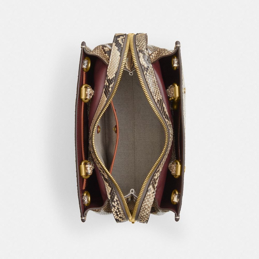 COACH®,Rogue Bag 25 In Snakeskin,Leather,Satchel,Logo,Metal,Day Party,Multi Color,Inside View,Top View