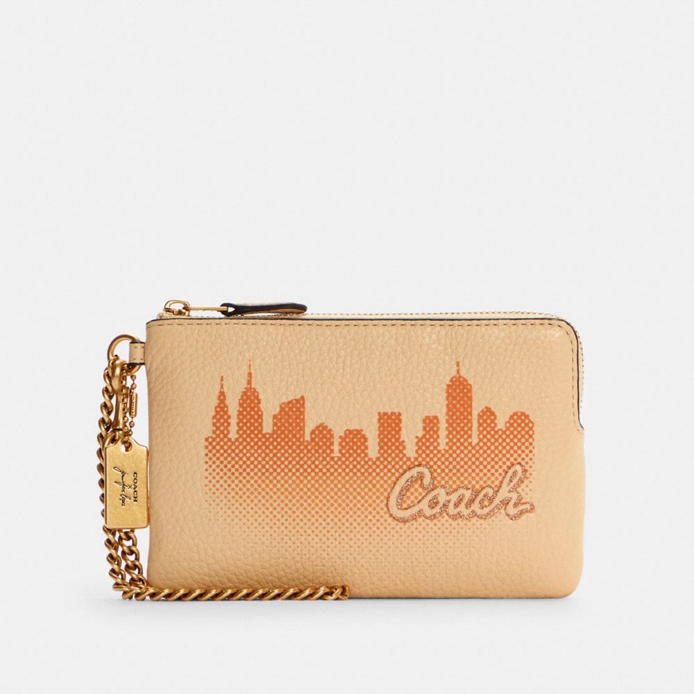 Coach X Jennifer Lopez Corner Zip Wristlet With Nyc Skyline