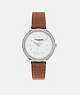 COACH®,RAYDEN WATCH, 32MM,Leather,Saddle,Front View