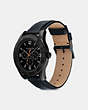 COACH®,CASEY WATCH, 42MM,Leather,NAVY,Angle View