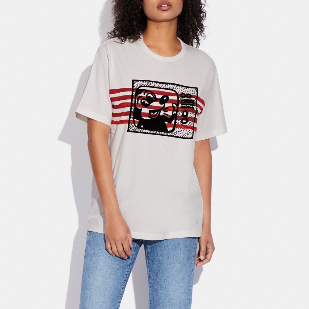 COACH®,T-SHIRT DISNEY MICKEY MOUSE X KEITH HARING,Blanc,Scale View