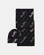 COACH®,HORSE AND CARRIAGE HAT AND SCARF SET,Black,Front View