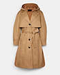 COACH®,QUILTED LONG TRENCH COAT,Classic Khaki,Front View
