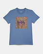 COACH®,DISCO STARS HORSE AND CARRIAGE T-SHIRT,Stone Blue,Front View