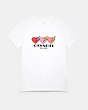 COACH®,TRIPLE HEART T-SHIRT,White,Front View